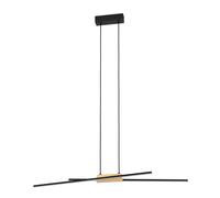 Suspension PANAGRIA LED 2X13W en acier et bois noir et marron 935x75x1100mm