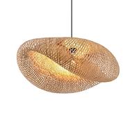 Suspension Panier Design géométrique Abat-Jour Rustique matériau Naturel tissé à la Main Hauteur réglable plafonnier de Salle à Manger pour Cuisine, Chambre, Restaurant