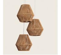 Suspension Papier Tressé Trilla 3 Spots Brun