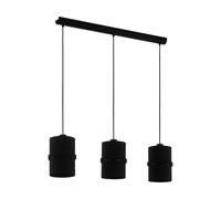 Suspension PARAGUAIO E27 3X28W en acier noir 850x150x1500mm