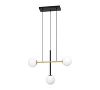 Suspension PAZ E14 3X40W en acier noir et laiton brossé 635x195x1500mm