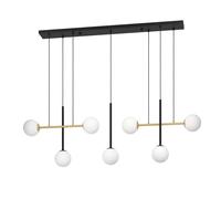 Suspension PAZ E14 7X40W en acier noir et laiton brossé 1445x195x1500mm