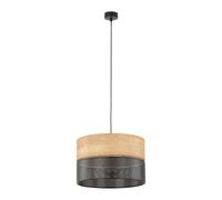 Suspension Pendante E27 Ø 38 Cm Noir Effet Bois Réglable Table À Manger