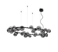 Suspension - PERLAGE - SP30 - Métal - Verre fumé noir - Hauteur réglable