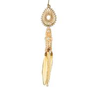 Suspension perles et plumes, or, variante 3