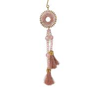 Suspension perles et plumes, rose, variante 6