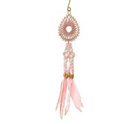 Suspension perles et plumes, rose, variante 7