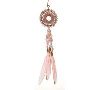 Suspension perles et plumes, rose, variante 8
