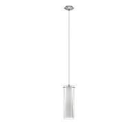 Eglo Suspension PINTO 1 ampoule, chrome, verre transparent et opale mat, douille E27, blanc