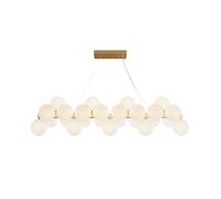 Suspension plafonnier lampe de salle à manger or blanc L 123,5 cm