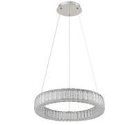 Suspension plafonnier lampe suspendue télécommande LED cristaux K5 chrome D 50cm