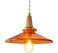 Suspension, plafonnier rétro en Bois, Abat-Jour en Verre de Style Japonais, luminaire Suspendu réglable pour décoration intérieure, Base E26/E27, Suspension réglable