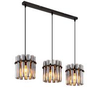 Suspension, plafonnier, verre fumé noir, 3 lumières, H 120 cm
