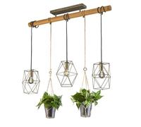 Suspension Plant, 3 Lampes Avec Verres Décoratifs nickel antique, brun, transparent