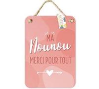 suspension plaque métal nounou 14x20cm rose - sud trading cd7807v04 Rose G