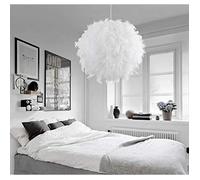 Suspension Plume Luminaire Blanche Moderne Lustre Abat-Jour 30cm pour les Salons Chambres des Enfants