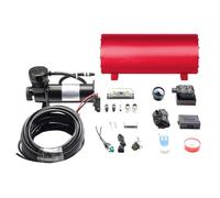 suspension pneumatique Kit de suspension pneumatique avec réservoir d'air 1,6 gallons, compresseur 200 PSI, double manomètre, télécommande en un clic(Red tank)
