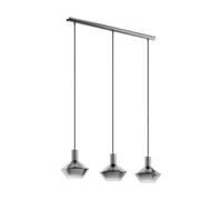 Suspension PONZANO E27 3X60W en acier nickel noir 800x200x1100mm