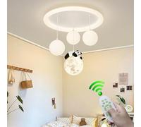 Suspension pour îlot de Cuisine, Lampe de Chambre d'enfant, plafonnier LED Panda, Lampe de Plafond en métal Blanc, Lustre à 3 Boules pour Chambre, écl