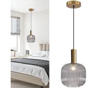 Suspension pour îlot de Cuisine, Lustre en Verre, Suspension Vintage dorée, Hauteur réglable, Abat-Jour en Verre Vert, Lampe décorative Moderne et RAF