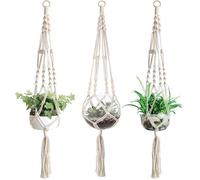 Suspension pour plantes en macramé - Décoration de pot de fleurs - Corde de chanvre - 105cm