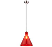 Suspension pour salon, ronde, rouge, métal et acrylique, H 113 cm, E27