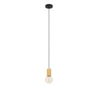 Suspension POZUETA 1 E27 1X40W en acier et bois noir et marron D65mm