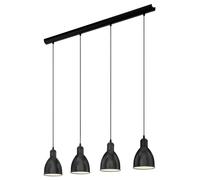 Suspension PRIDDY E27 4X40W en acier noir et blanc 975x155x1100mm