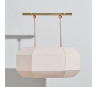 Suspension rampe en polyester recyclé crème et acier doré 90x93x59cm Beige