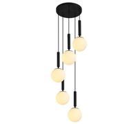 Suspension réglable en Hauteur avec Ampoules LED en Forme de maïs et Globe en Cristal, éclairage de Plafond élégant pour Salon, Couloir, escalier (5 lumières Blanches)