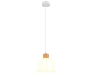 Suspension réglable en hauteur Plafonnier blanc Bois brun Verre opale H 120 cm