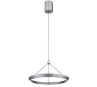 Suspension Réglable en hauteur Suspension en aluminium Anneau Lampe de salle à manger Hauteur réglable, opale titane, LED 40W 1000Lm blanc chaud, DxH 50x180 cm