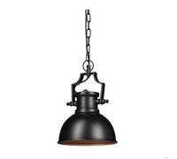 Relaxdays Lampe à suspension industriel luminaire plafond shabby retro vintage diamètre 21 cm LED, noir