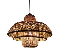 Suspension rétro en Bambou, 1 lumière, Panier en rotin tressé à la Main, Abat-Jour en Bambou, Suspension Chambre à Coucher avec Cordon Ajustable, idéale Le Salon ou la Chambre.