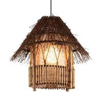 Suspension rétro en Osier, Abat-Jour Creux, Lanterne en parchemin, lustres tissés Creux, Beige, luminaires Faits Main pour Couloir, Lustre de Plafond