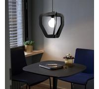 Suspension rétro noire pour salon, acier, noir, 1 ampoule E27, L x l x H 35 x 32 x 120 cm