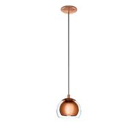 Eglo Suspension Rocamar 94589 - 1 source E27, métal aspect cuivre, verre transparent