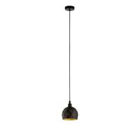 Suspension ROCCAFORTE E14 1X40W en acier noir et or D170mm