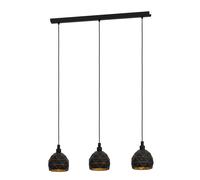 Suspension ROCCAFORTE E14 3X40W en acier noir et or 750x170x1100mm