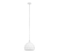 Eglo Suspension Roccaforte, suspension 1 flamme, lampe suspendue en acier, blanc, douille : E27, Ø 40 cm