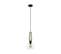 Suspension RODING E27 1X40W en acier et bois noir et marron D180mm