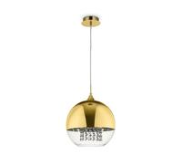 Suspension Ronde Ø 30 Cm Boule Métal Verre Cristal E27 En Or