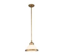 Suspension Ronde D: 29,2 Cm En Laiton Antique Blanc Industriel