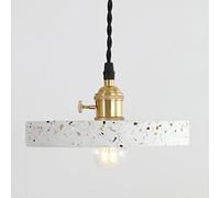 Suspension ronde en béton avec abat-jour de finition blanche Lampes suspendues Lustre en terrazzo minimaliste moderne E27 Socket Lampes de suspension en ciment décoratives créatives pour la ferme