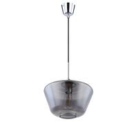 Suspension ronde en verre fumé, lampe suspendue grise, verre à flamme unique, en chrome avec câble textile, 1x E27, PxH 30x120 cm