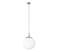 Eglo Suspension Rondo – acier nickel-mat, boule en verre opale mat blanc, douille E27, Ø 20 cm