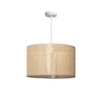 LEDKIA LIGHTING - Suspension Rotin Baracoa | Design Naturel Unique | Fonctionne avec Ampoule E27 | Pour Intérieur, Chambres, Salles à Manger | Métal, Textile, Blanc