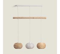 LEDKIA LIGHTING Suspension Rotin et Bois Linfen Naturel