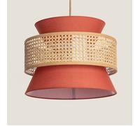 Suspension Rotin et Tissu Chulu Terre cuite