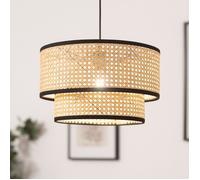 LEDKIA LIGHTING - Suspension Rotin Huela Doppio | Design Naturel Élégant | Compatible Ampoule E27 | Idéal Intérieur | Rotin Durable, Naturel